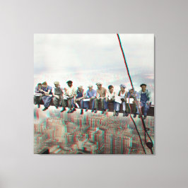 Poster Anaglyph 3D- Lunch atop Skyscraper New York キャンバスプリント