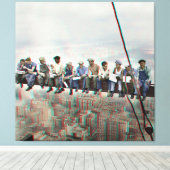 Poster Anaglyph 3D- Lunch atop Skyscraper New York キャンバスプリント (インサイチュ (ウッドフロア))