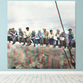 Poster Anaglyph 3D- Lunch atop Skyscraper New York キャンバスプリント (インサイチュ (ウッドフロア))