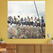 Poster Anaglyph 3D- Lunch atop Skyscraper New York キャンバスプリント (インサイチュ (リビング))
