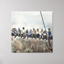 Poster Anaglyph 3D- Lunch atop Skyscraper New York キャンバスプリント