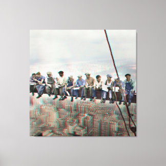 Poster Anaglyph 3D- Lunch atop Skyscraper New York キャンバスプリント