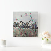 Poster Anaglyph 3D- Lunch atop Skyscraper New York スクエア壁時計 (ホーム)