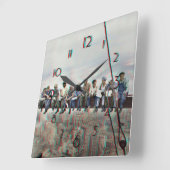 Poster Anaglyph 3D- Lunch atop Skyscraper New York スクエア壁時計 (傾斜)