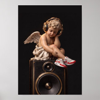 Póster Angel Esuchando Música ポスター