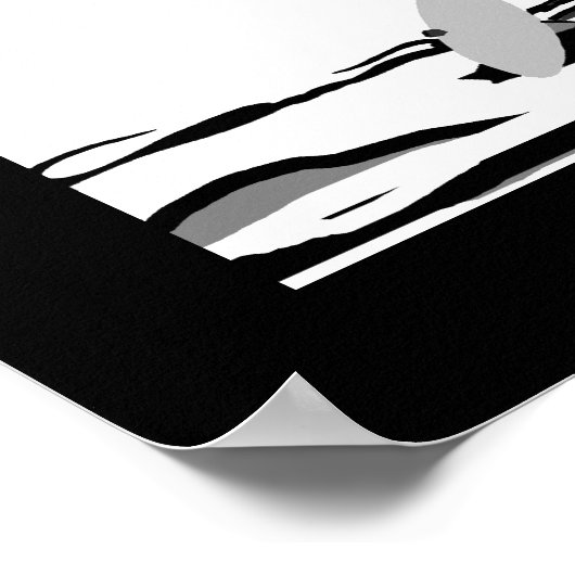 Poster ART DECO LADY Black White birds ポスター (角)