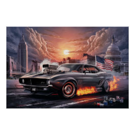 Poster Auto Drapeaux ポスター