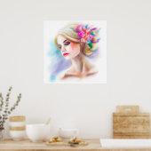 poster beautiful woman portrait fashion ポスター (キッチン)