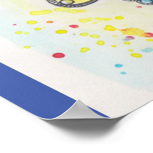 Poster Bijou kabyle aquarelle bleu ポスター (角)