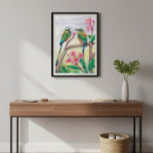 Poster Birds and rose flowers fine wall art Deco ポスター