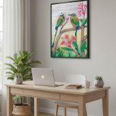 Poster Birds and rose flowers fine wall art Deco ポスター