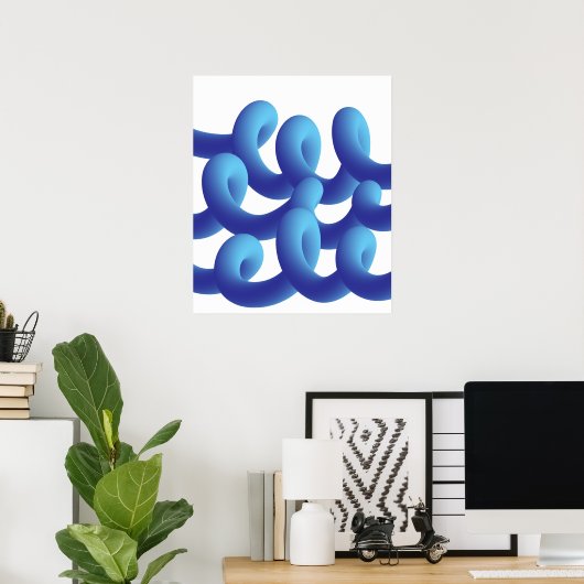 Poster Blue Abstract Waves  ポスター (ホームオフィス)