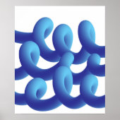 Poster Blue Abstract Waves  ポスター (正面)