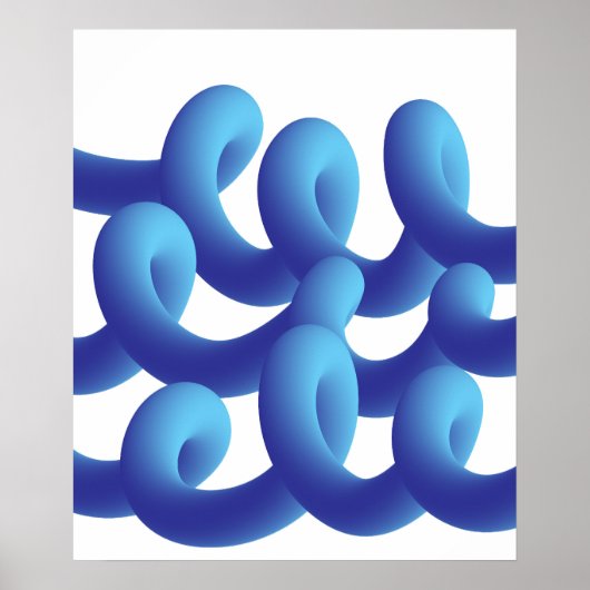 Poster Blue Abstract Waves  ポスター (正面)