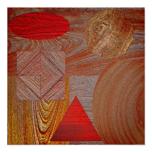 Poster  Bois - formes géométriques texturées ポスター (正面)