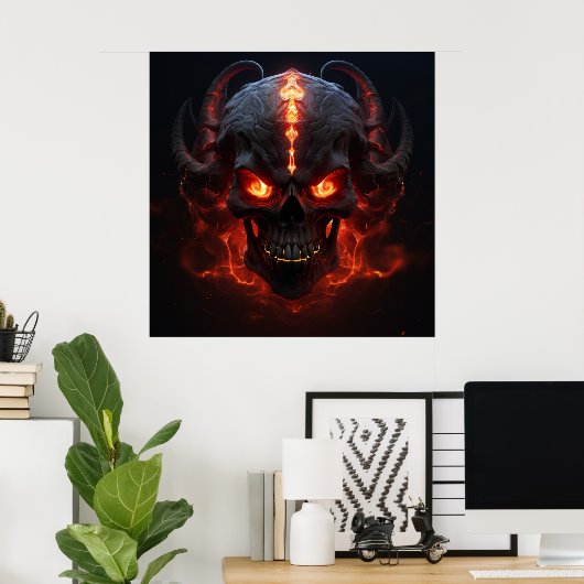 Poster Burning Skull Inferno ポスター (ホームオフィス)