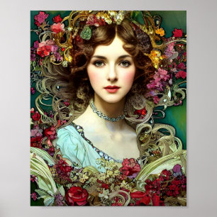 Poster Christmas Lady inspiration Mucha ポスター