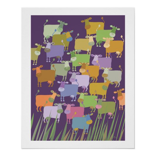Poster colorful cows ポスター (正面)