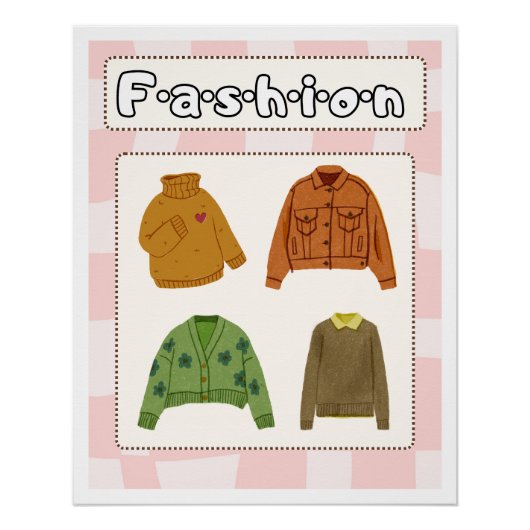 Poster Cozy Fashion Illustration Aesthetic | Cute ポスター (正面)