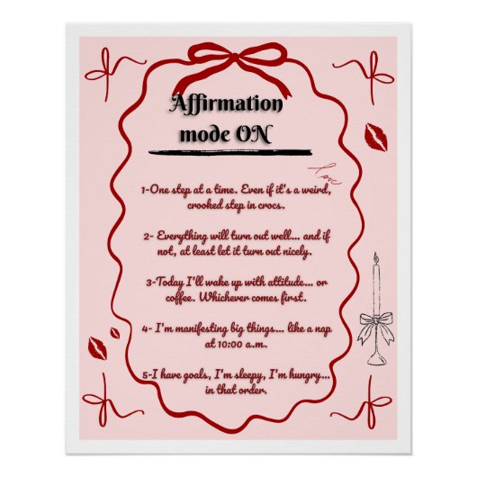 Poster cute affirmations funny aesthetic mindset ポスター (正面)