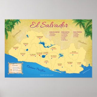 Poster de El Salvador, Departamentos ポスター