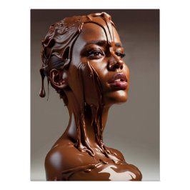 Poster de escultura humana de chocolate derretido. ポスター