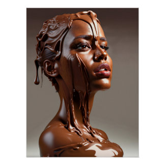 Poster de escultura humana de chocolate derretido. ポスター