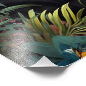 Poster de pantera negra en la selva con flores フォトプリント (角)