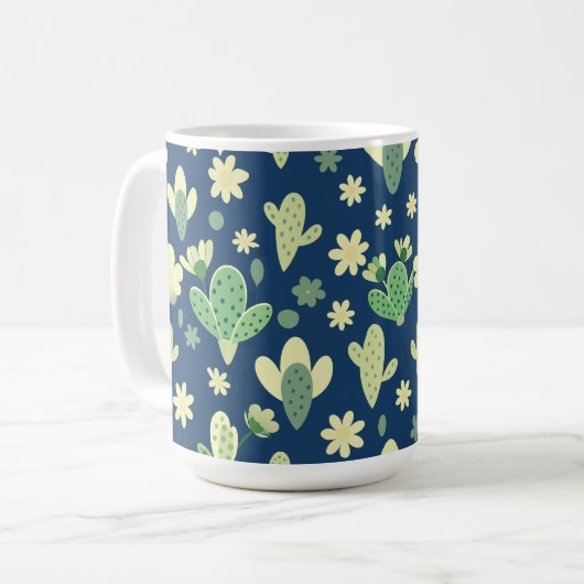 Poster Desert Cactus & Succulent Pattern コーヒーマグカップ (正面左)