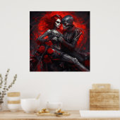 Poster Femme Intrépide à Moto ポスター (キッチン)