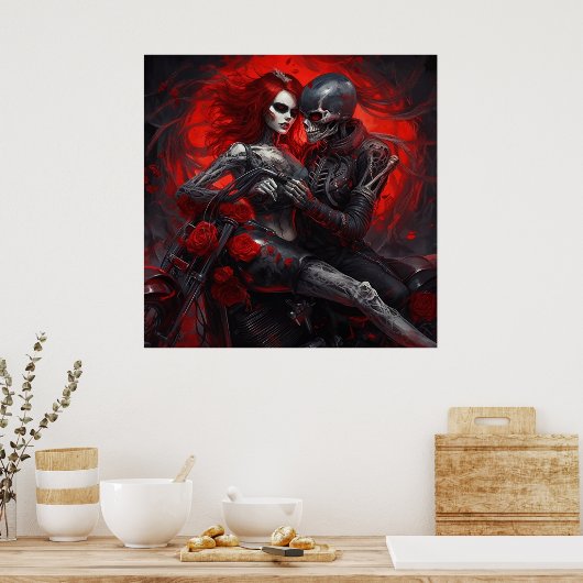 Poster Femme Intrépide à Moto ポスター (キッチン)