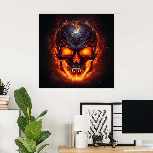 Poster Flaming Skull Fury ポスター (ホームオフィス)
