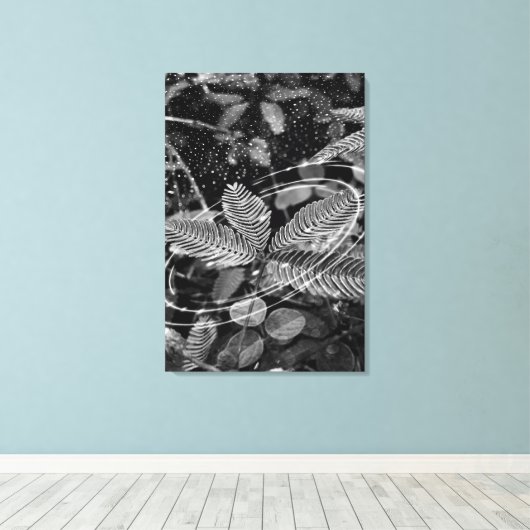 Poster Folhas - P&B キャンバスプリント (インサイチュ (ウッドフロア))