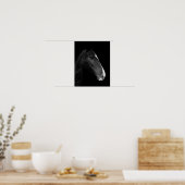 Póster, fotografía caballo blanco y negro. ポスター (キッチン)
