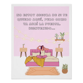 Poster frases graciosas cama vibe acogedora ポスター