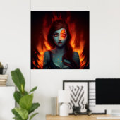 Poster Girl with Fire ポスター (ホームオフィス)
