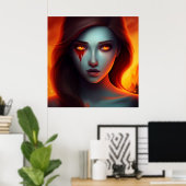 Poster Girl with Fire ポスター (ホームオフィス)