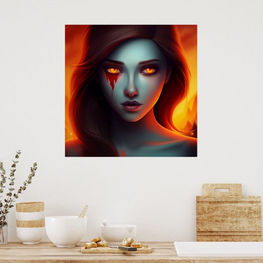 Poster Girl with Fire ポスター (キッチン)