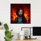 Poster Girl with Fire ポスター (ホームオフィス)