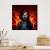 Poster Girl with Fire ポスター (キッチン)