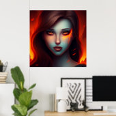 Poster Girl with Fire ポスター (ホームオフィス)