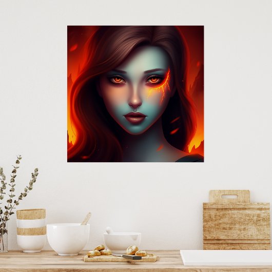 Poster Girl with Fire ポスター (キッチン)