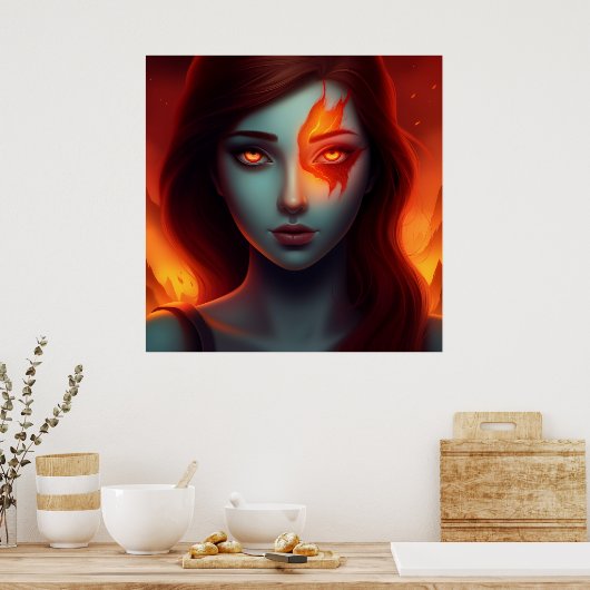 Poster Girl with Fire ポスター (キッチン)