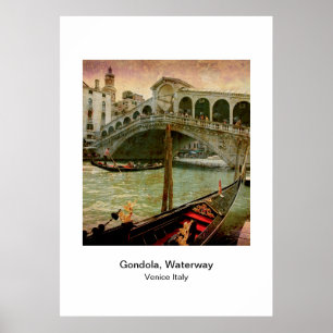 Poster - Gondola Waterway Venice Italy ポスター