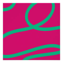 Poster – Green Lines on Pink ポスター