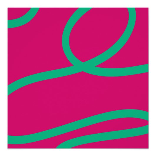 Poster – Green Lines on Pink ポスター (正面)