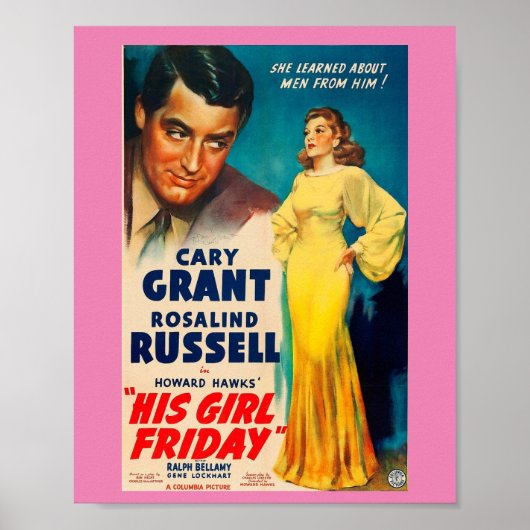 Poster his Girl Friday-Cary Grant Rosalind Russell ポスター (正面)