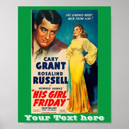 Poster his Girl Friday-Cary Grant Rosalind Russell ポスター (正面)