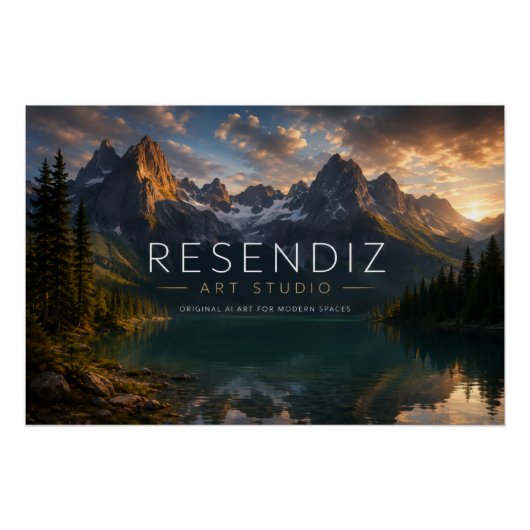 Póster Horizontal de Paisaje Montañoso al Atardece ポスター (正面)
