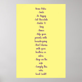 Poster House Rules Normas de la casa ポスター